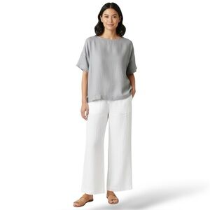 ARITZIA WILFRED Boxy Oversize Viscose / Ramie Blend Natural Short Sleeve Popover